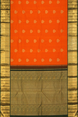 Image of Kanchipuram Silk Orange Saree