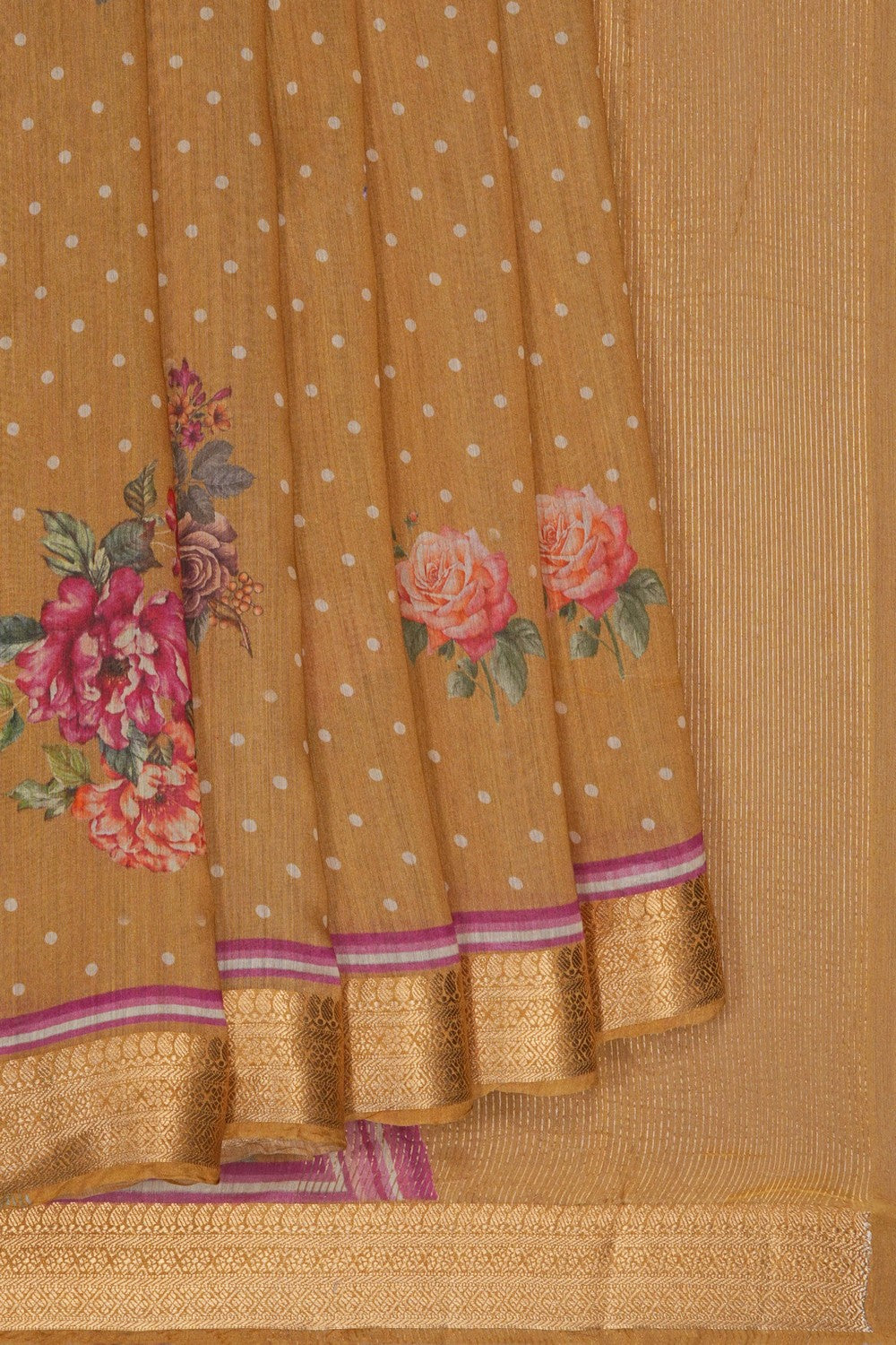 Image of Fenugreek Green Desi Tussar Silk Saree