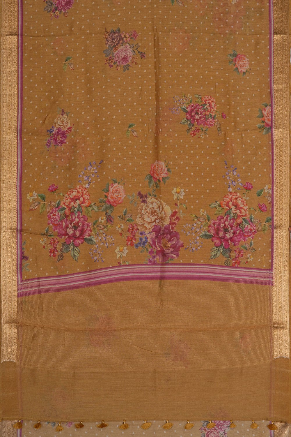 Image of Fenugreek Green Desi Tussar Silk Saree