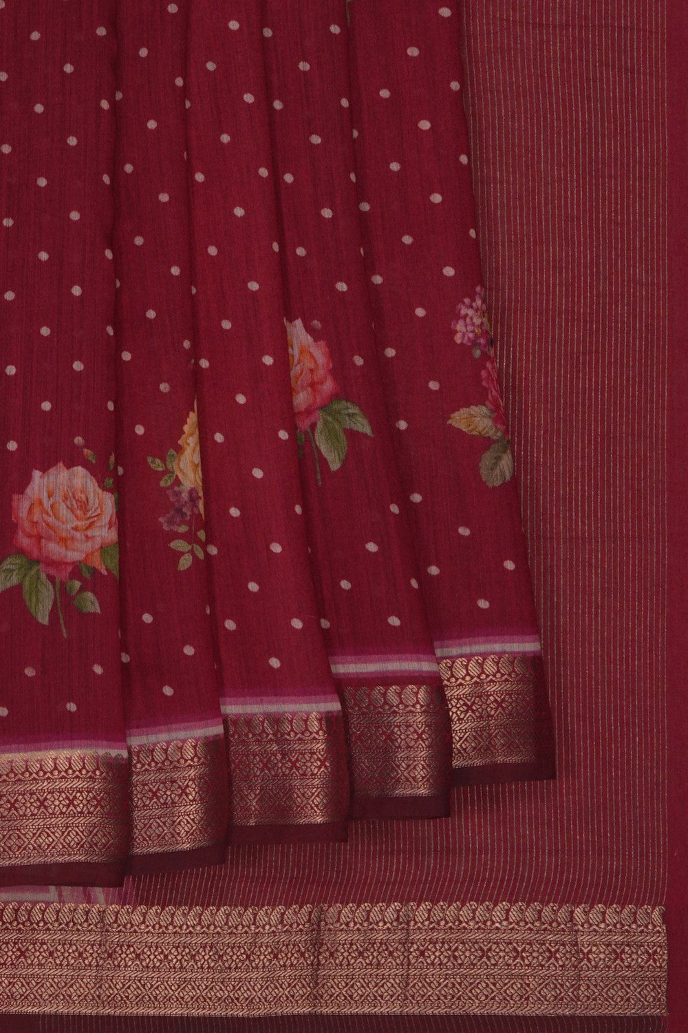 Image of Red Desi Tussar Silk Saree