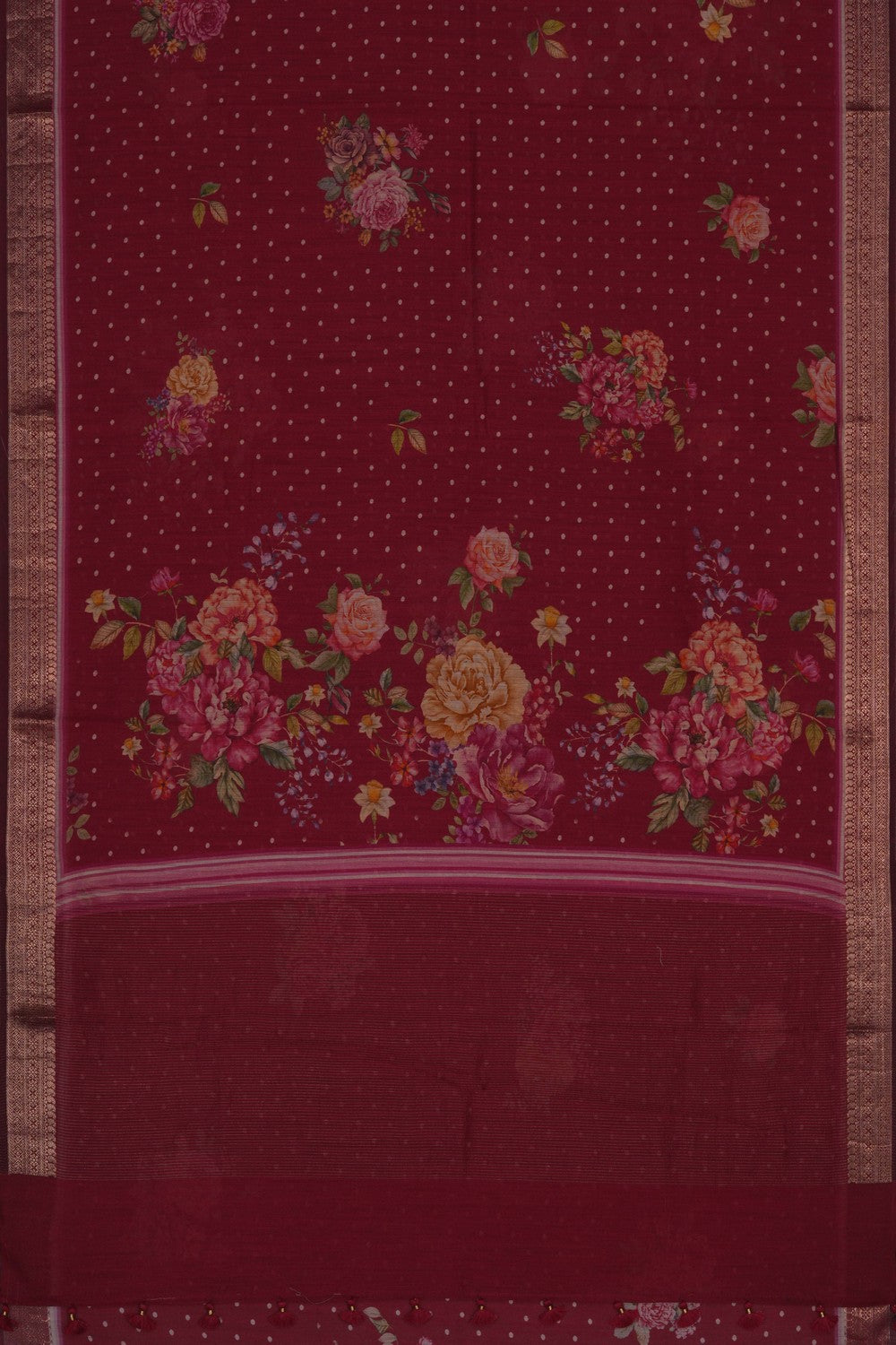 Image of Red Desi Tussar Silk Saree