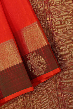 Collection of Kanjivaram-Silk Orange Saree in a gallery layout