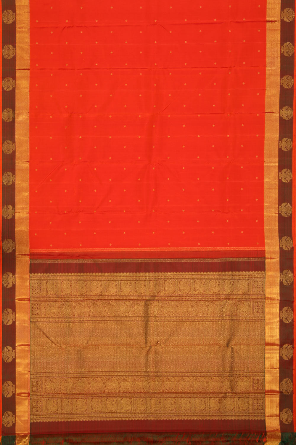 Image of Kanjivaram-Silk Orange Saree