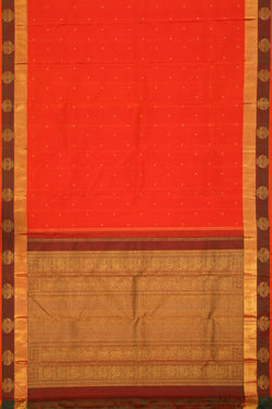 Collection of Kanjivaram-Silk Orange Saree in a gallery layout