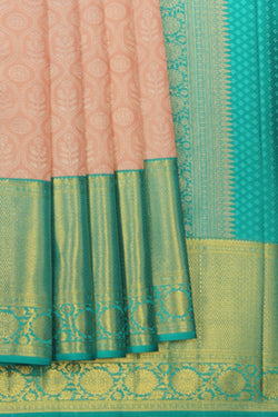 Collection of Kanchipattu Peach Saree in a gallery layout