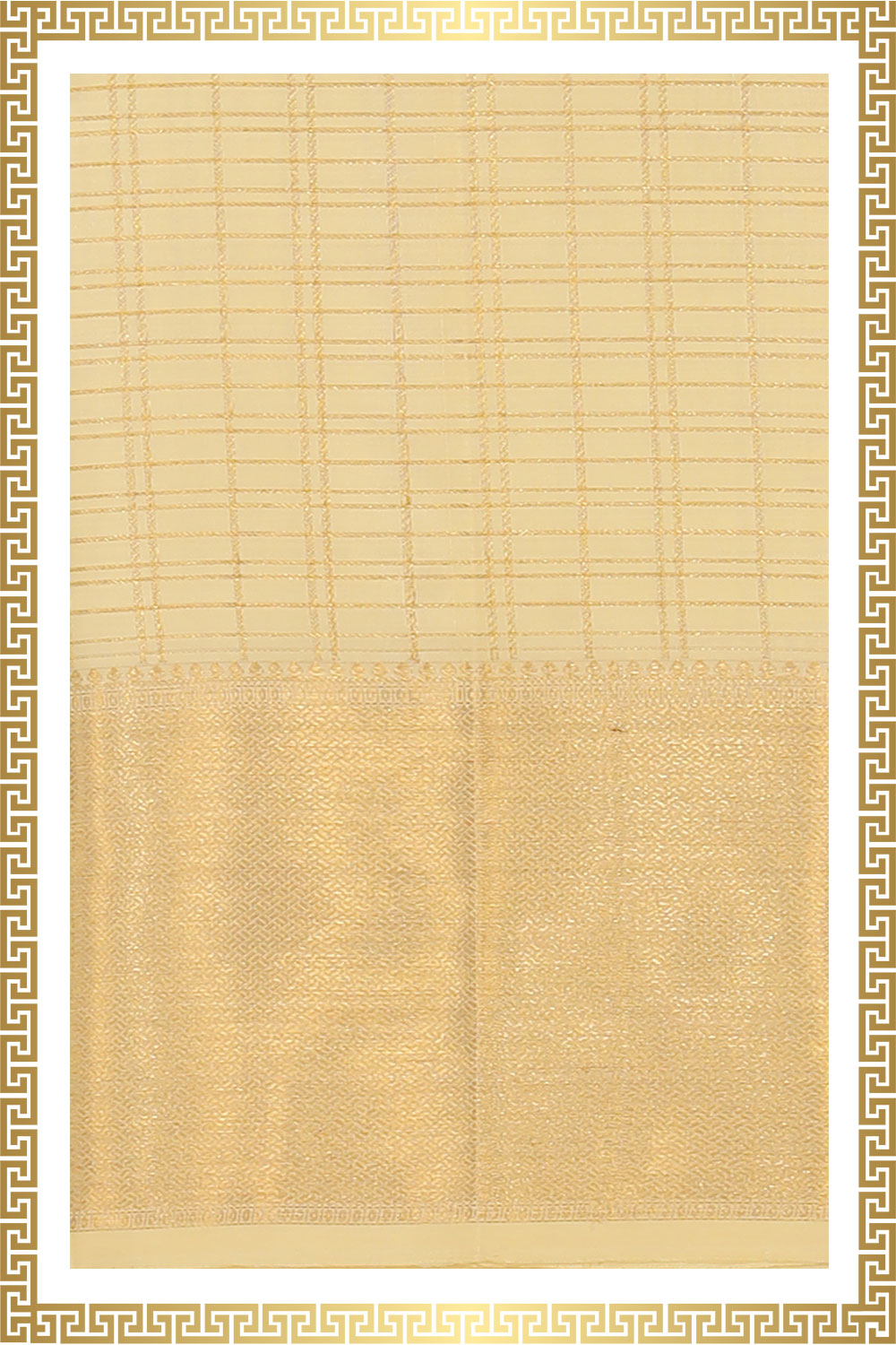 Collection of Kanchi Silk Cream Traditional Dhoti With Kanduva (8 X 4) in a gallery layout