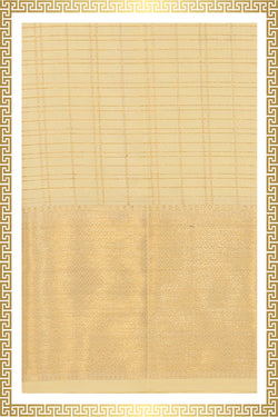 Collection of Kanchi Silk Cream Traditional Dhoti With Kanduva (8 X 4) in a gallery layout