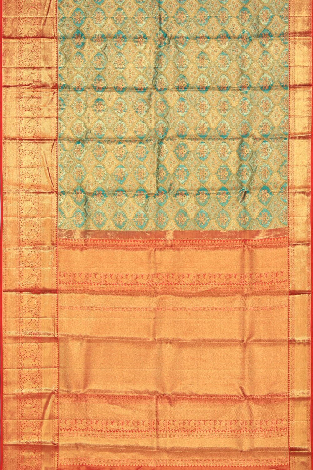 Kanchipattu Tissue Brocade Sea Green Saree