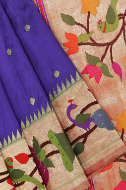 Image of Paithani-Silk Indigo Blue Saree