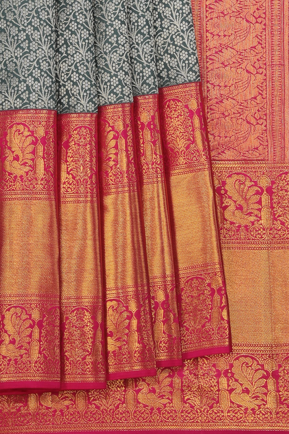 Collection of Kanchipattu Grey Saree in a gallery layout