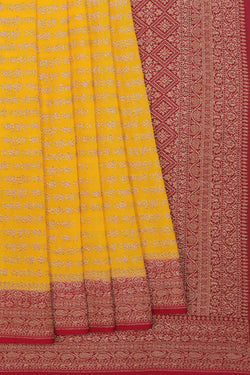 Collection of Banarasi Chiffon Yellow Saree in a gallery layout