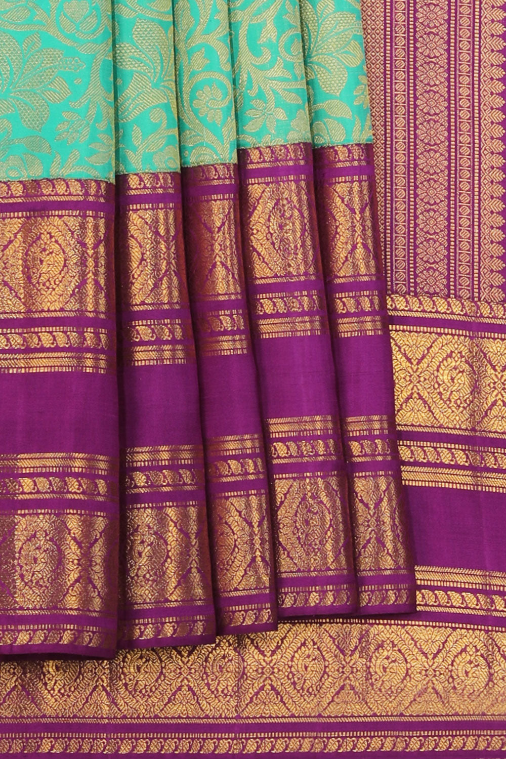 Collection of Kanchipattu Brocade Sea Green Saree in a gallery layout