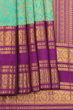 Collection of Kanchipattu Brocade Sea Green Saree in a gallery layout