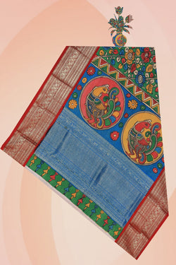 Image of Kanchi Silk Kalamkari Dupatta