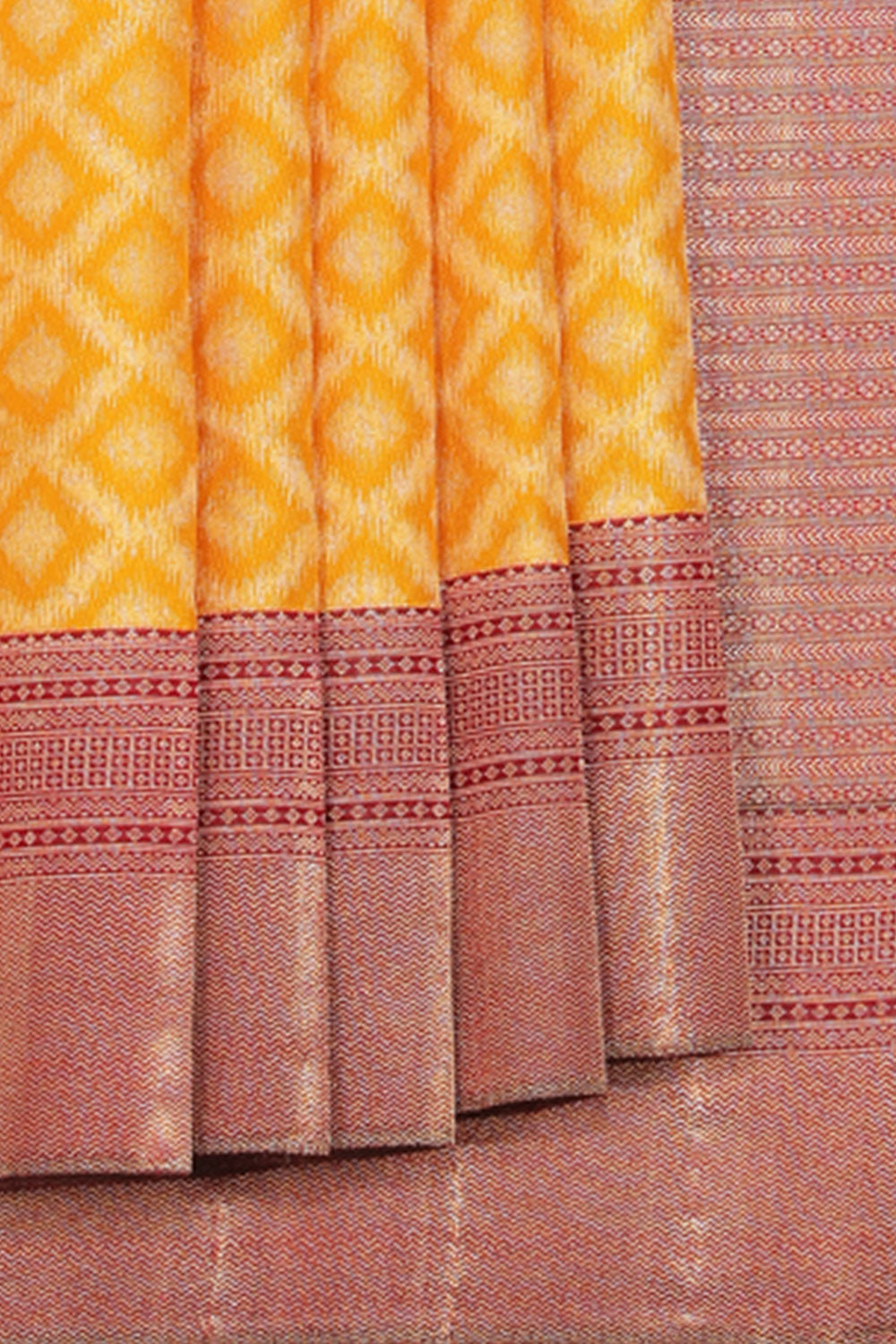 Collection of Kanjivaram-Silk Yellow Saree in a gallery layout