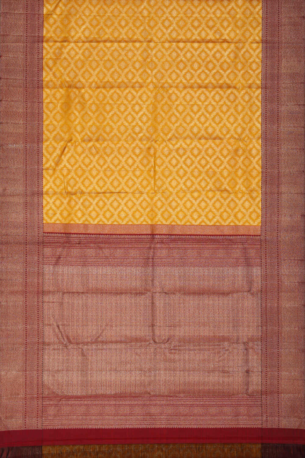 Image of Kanjivaram-Silk Yellow Saree