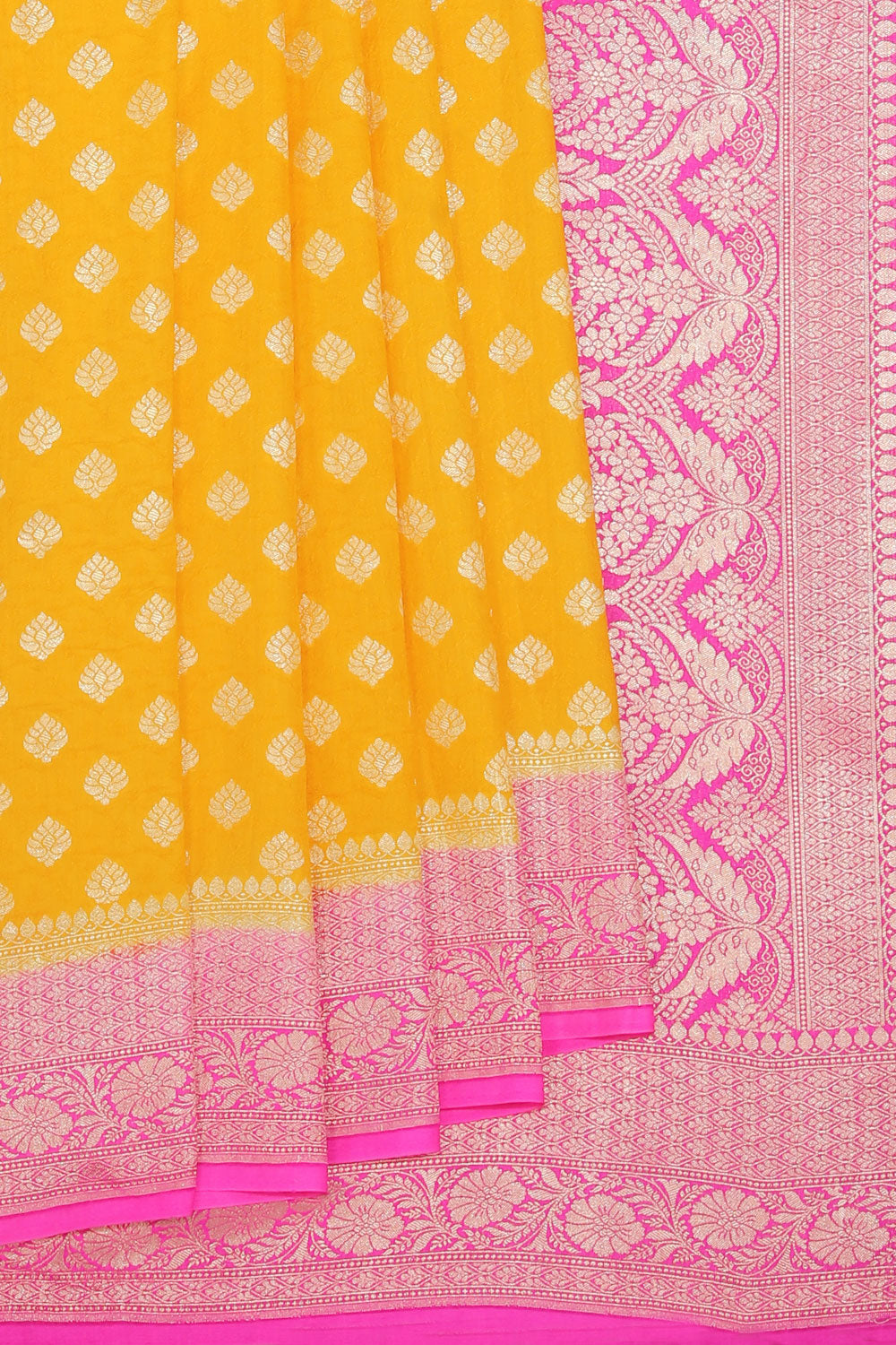 Collection of Banarasi Chiniya-Silk Yellow Saree in a gallery layout