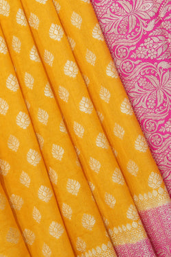 Collection of Banarasi Chiniya-Silk Yellow Saree in a gallery layout