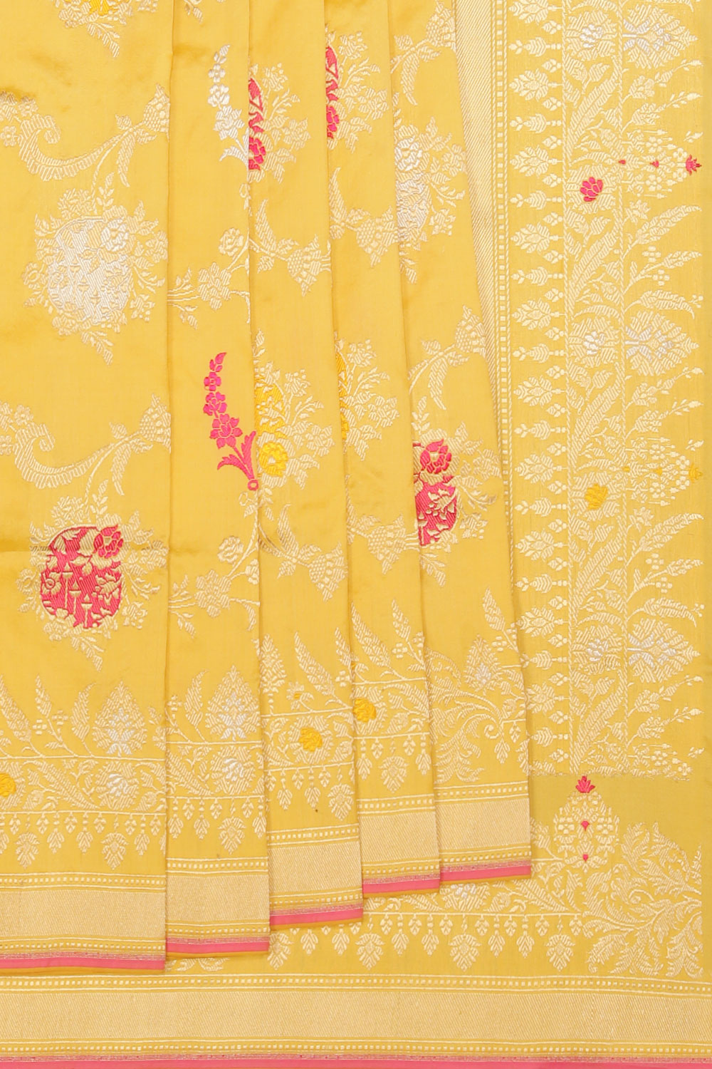 Collection of Banarasi Silk Yellow Saree in a gallery layout