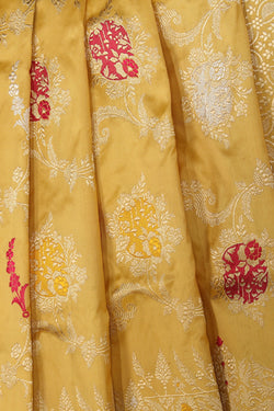 Collection of Banarasi Silk Yellow Saree in a gallery layout