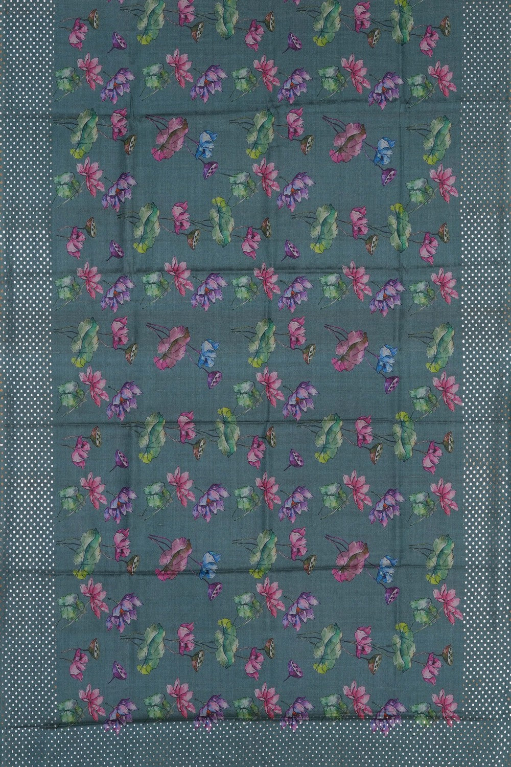 Image of Floral Printed Desi Tussar Silk Saree