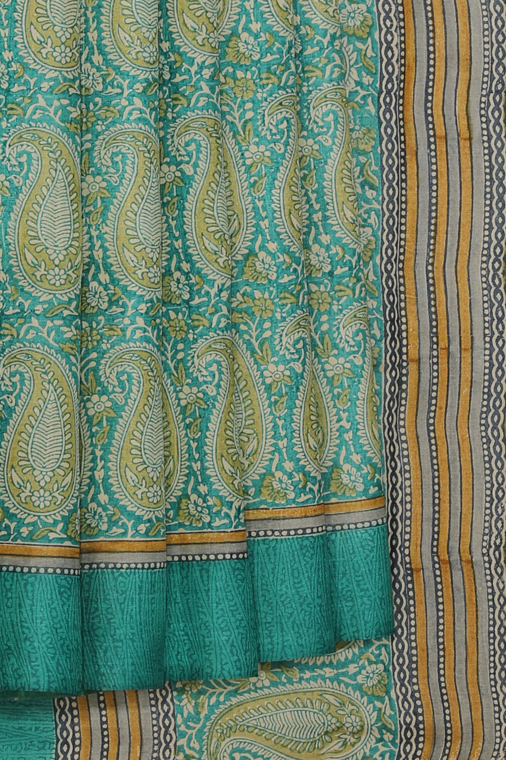 Collection of Tussar Silk Paisley/Floral Print Saree in a gallery layout