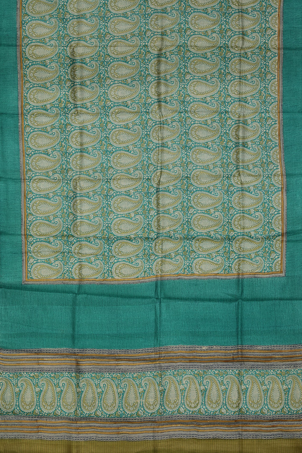 Image of Tussar Silk Paisley/Floral Print Saree