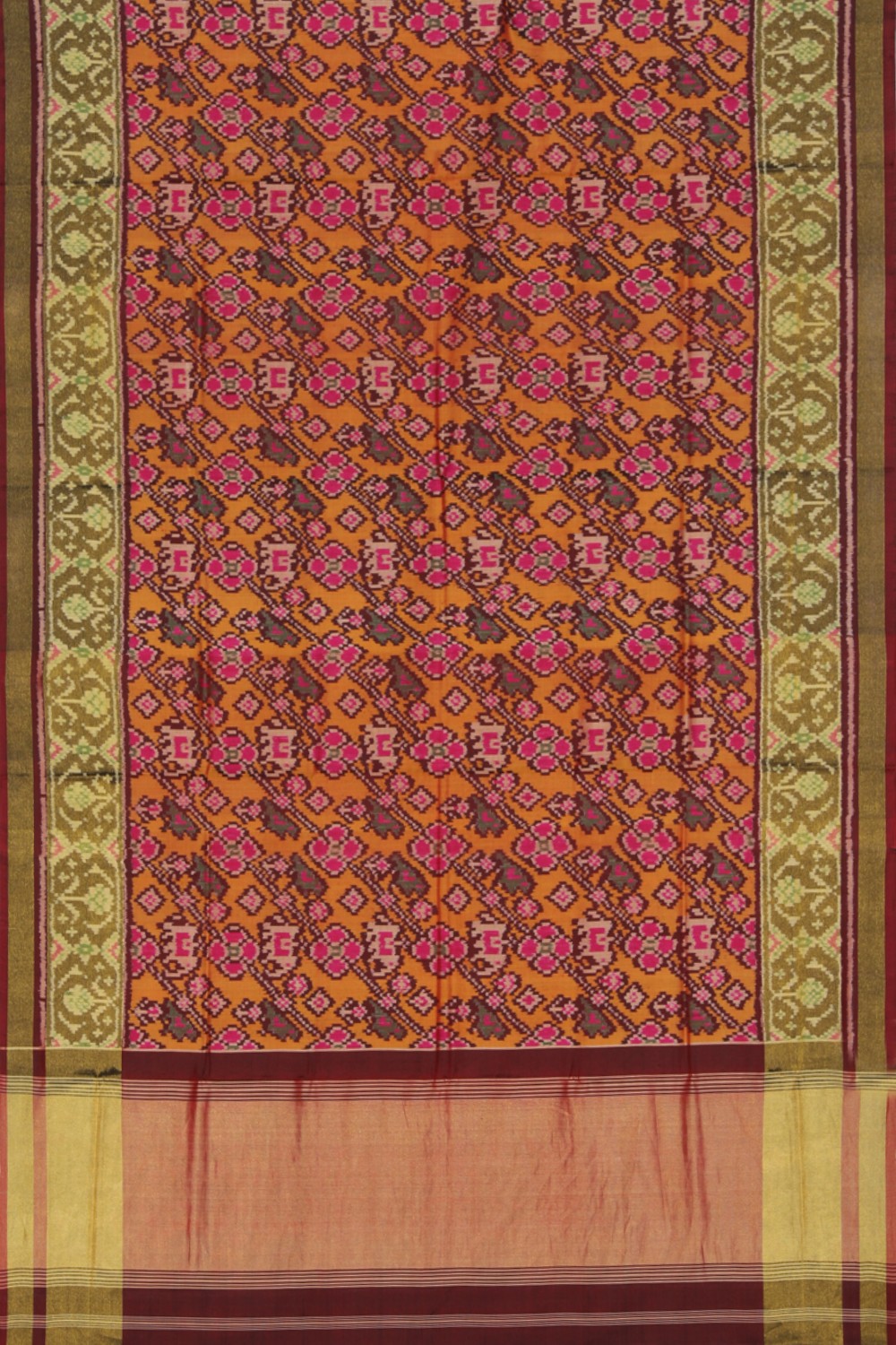 Collection of Rajkot Patola Silk Orange Saree in a gallery layout