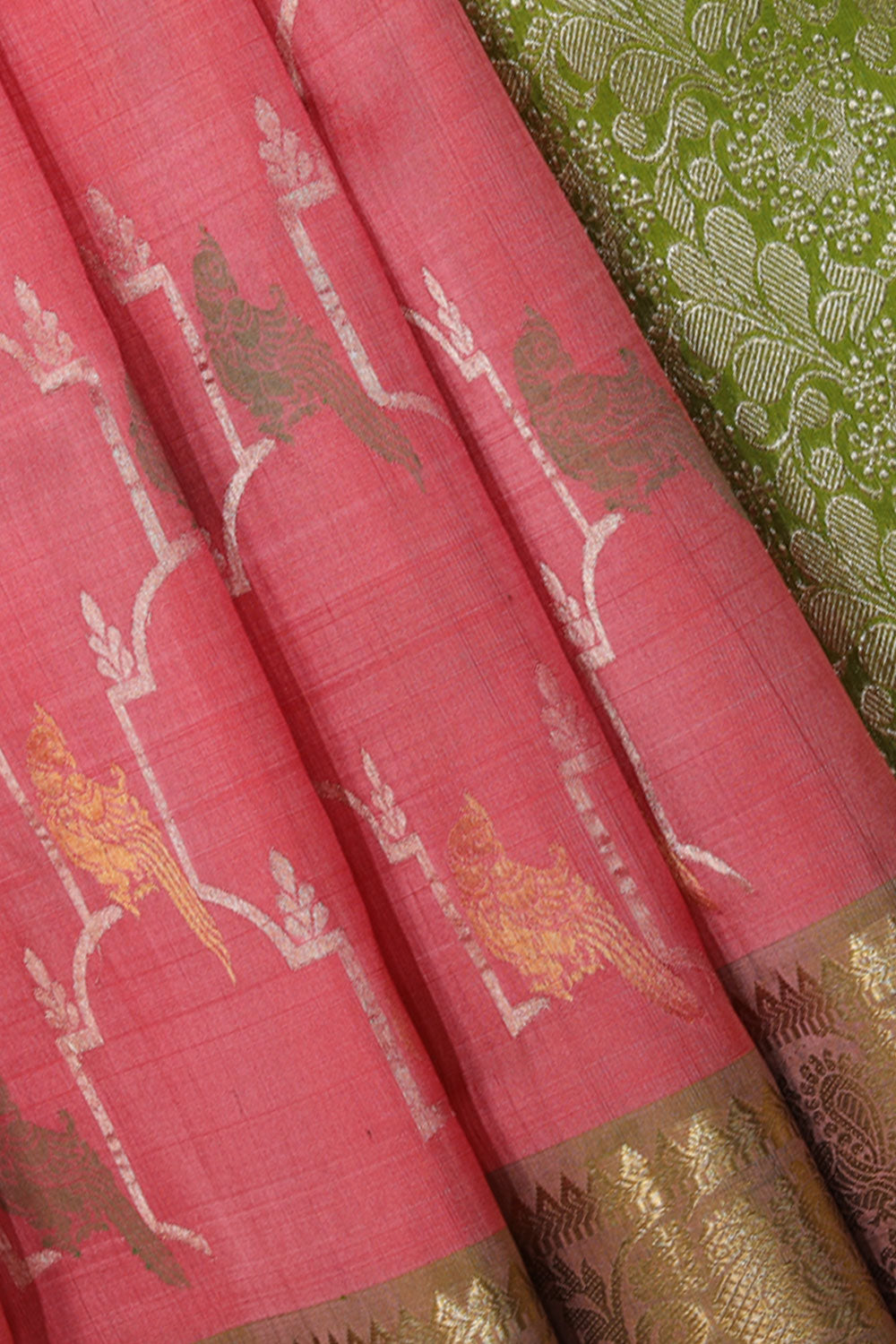 Collection of Venkatagiri-Silk Pink Saree in a gallery layout