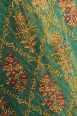 Collection of Kanchipattu Teal-Green Saree in a gallery layout