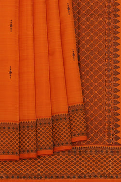 Collection of Arani-Silk Orange Saree in a gallery layout