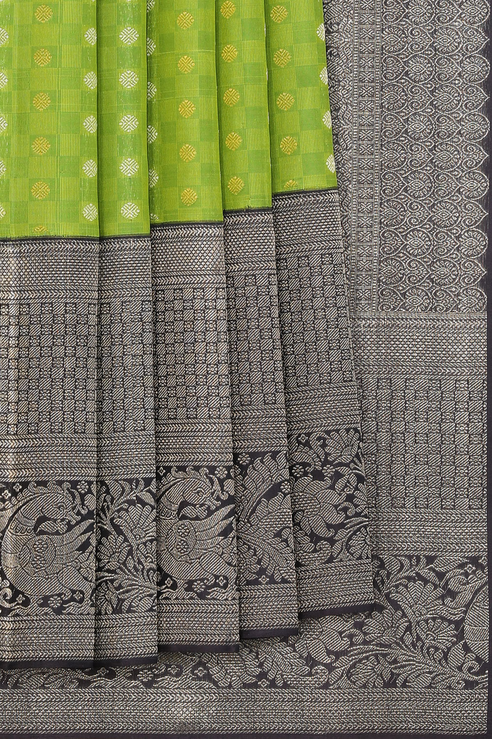 Collection of Arani Silk Green Saree in a gallery layout