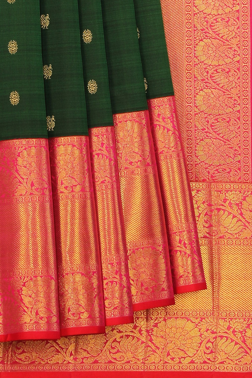 Collection of Arani Silk Bottle-Green Saree in a gallery layout