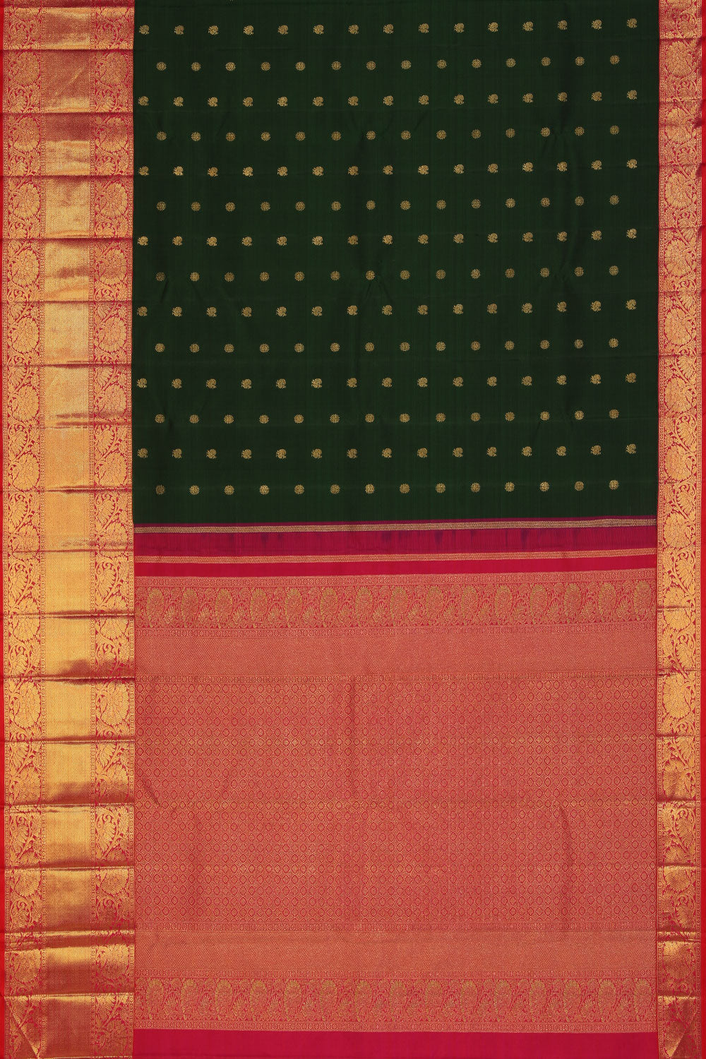 Collection of Arani Silk Bottle-Green Saree in a gallery layout