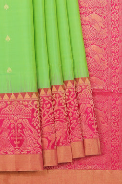 Collection of Gorgeous Silk Green Saree in a gallery layout