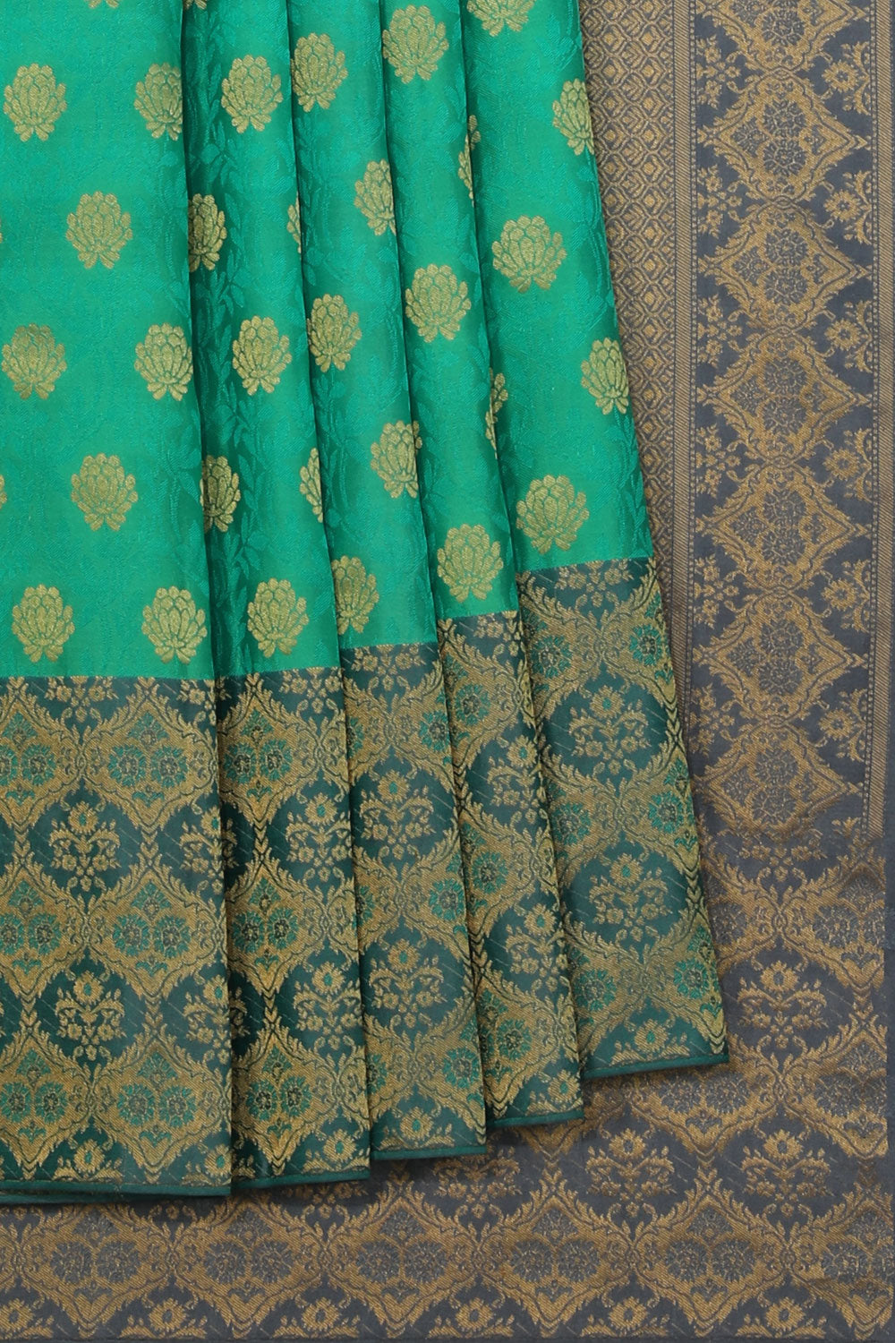 Collection of Gorgeous Silk Sea Green Saree in a gallery layout