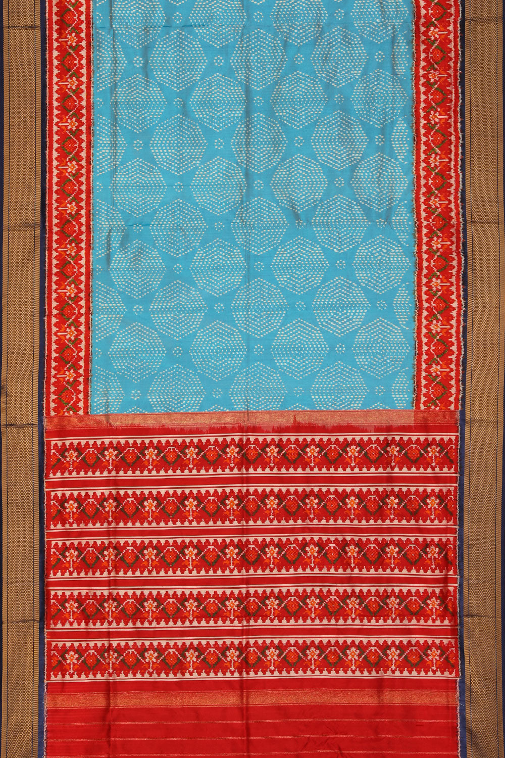 Collection of Pochampally Ikat Silk Sky Blue Saree in a gallery layout