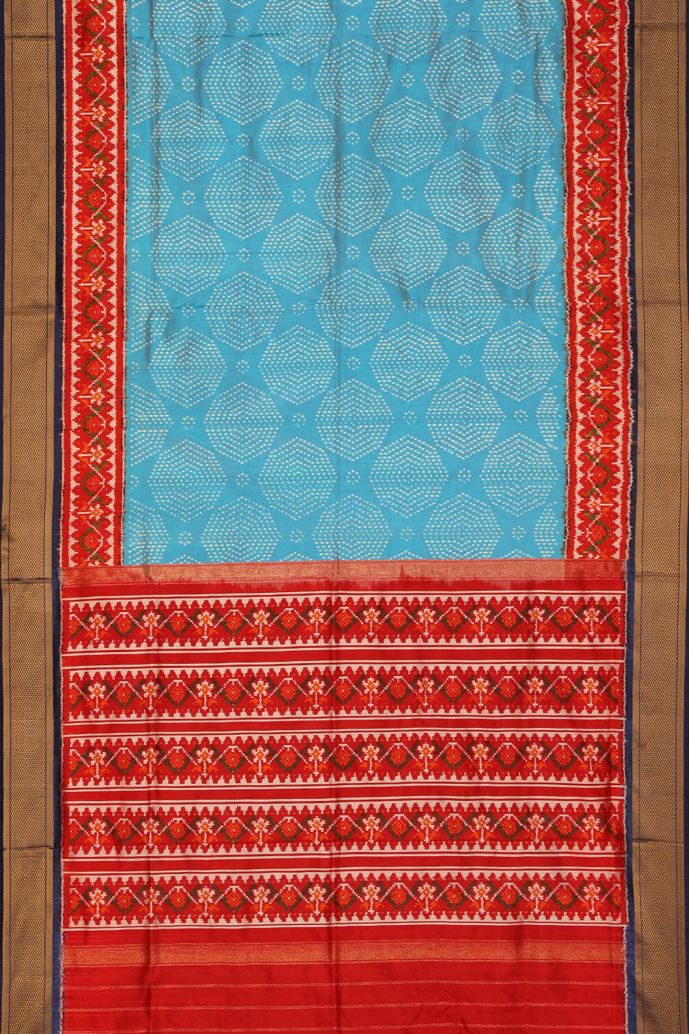 Image of Pochampally Ikat Silk Sky Blue Saree