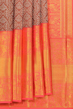 Collection of Kanchipattu Brocade Brown Saree in a gallery layout