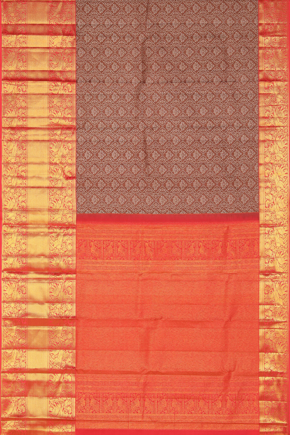 Collection of Kanchipattu Brocade Brown Saree in a gallery layout