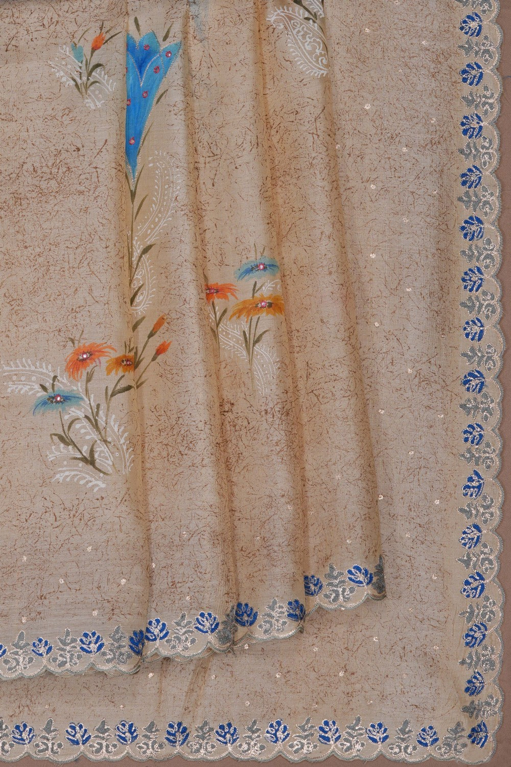 Image of Cream Desi Tussar Silk Saree