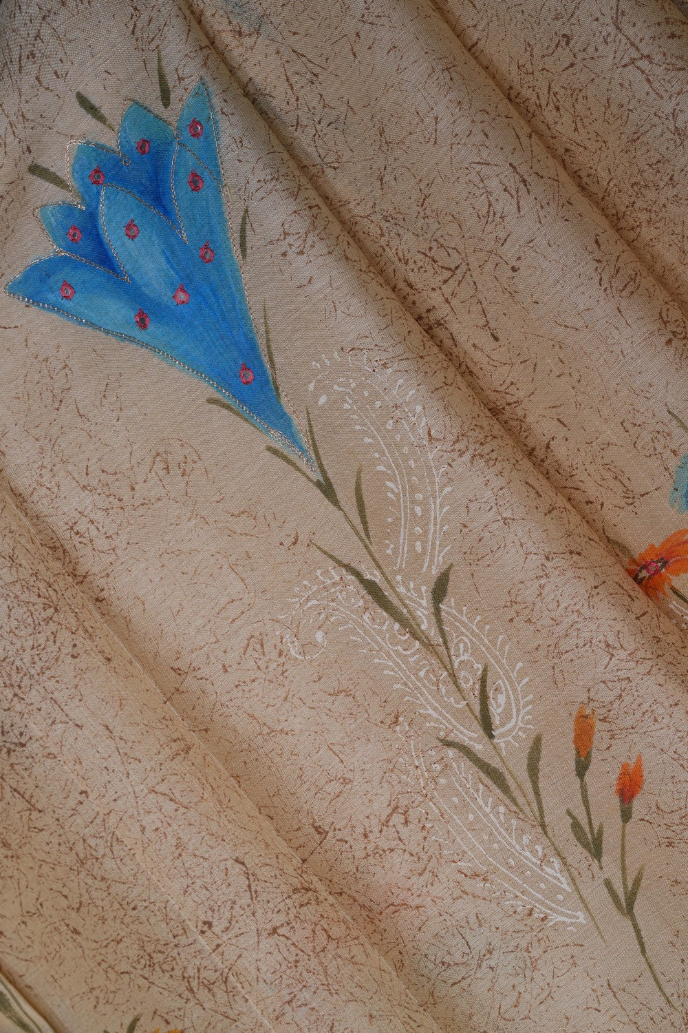 Image of Cream Desi Tussar Silk Saree