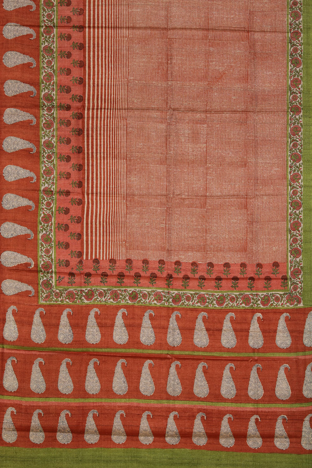 Collection of Tussar-Silk Printed Orange Saree in a gallery layout