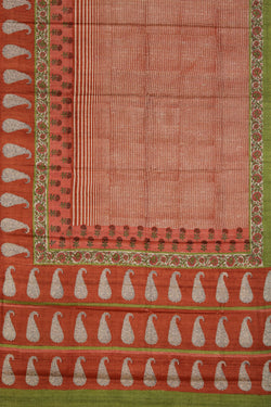 Collection of Tussar-Silk Printed Orange Saree in a gallery layout