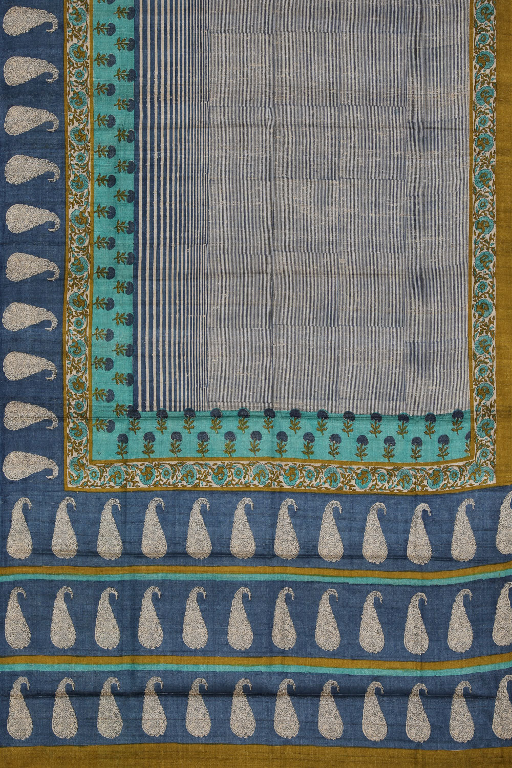 Collection of Tussar-Silk Printed Indigo Blue Saree in a gallery layout