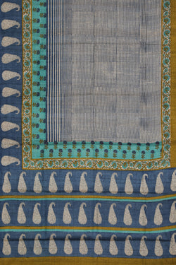 Collection of Tussar-Silk Printed Indigo Blue Saree in a gallery layout