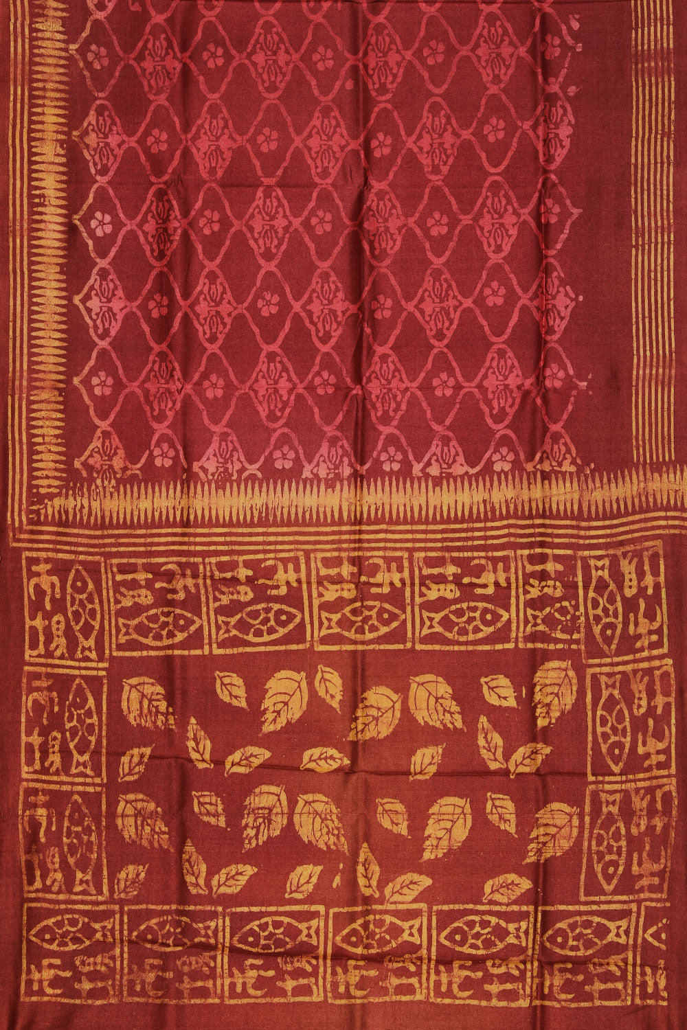 Image of Tussar-Silk Printed Maroon Saree