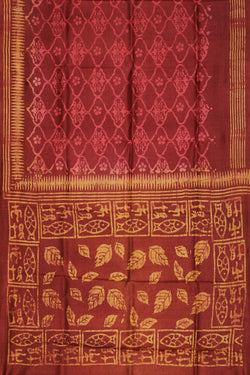 Collection of Tussar-Silk Printed Maroon Saree in a gallery layout