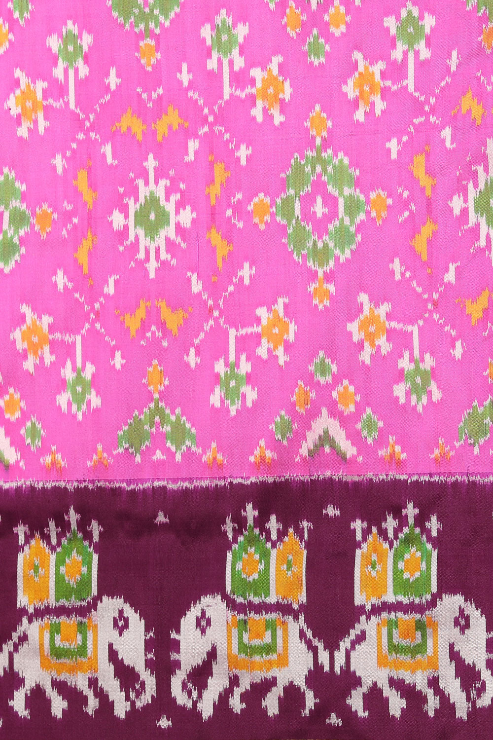 Pochampally Ikat Silk Lotus-Pink Saree