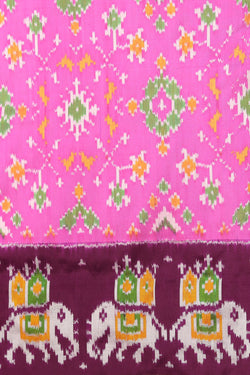 Image of Pochampally Ikat Silk Lotus-Pink Saree